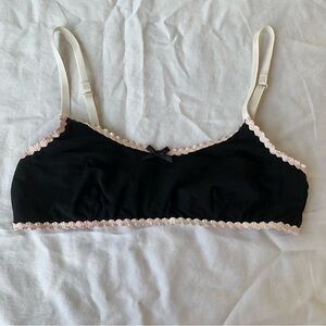 Pins And Needles Black & Cream Ribbon Trimmed Bralette Bra Top with Bow Size M
